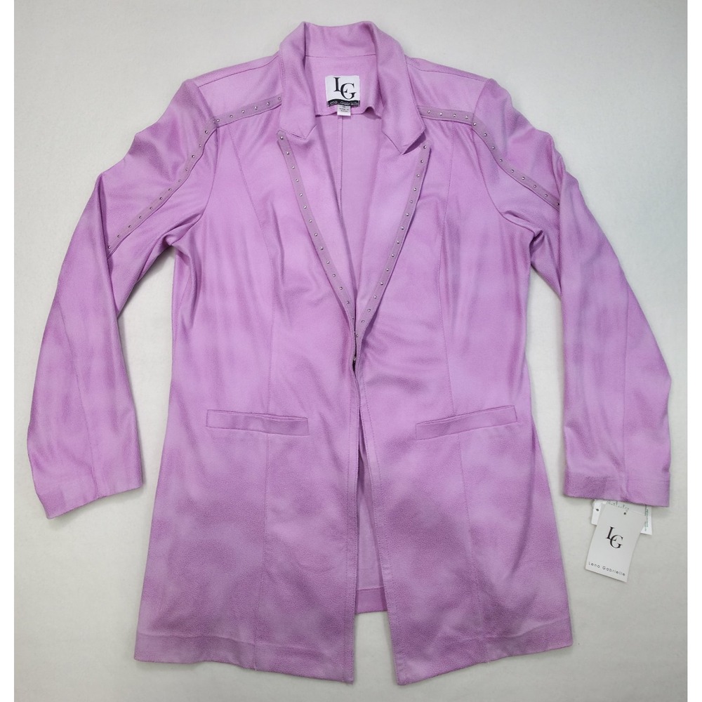 Lena Gabrielle Coat Jacket Womens 12 One Clip Pink Faux Leather Siler Rivits